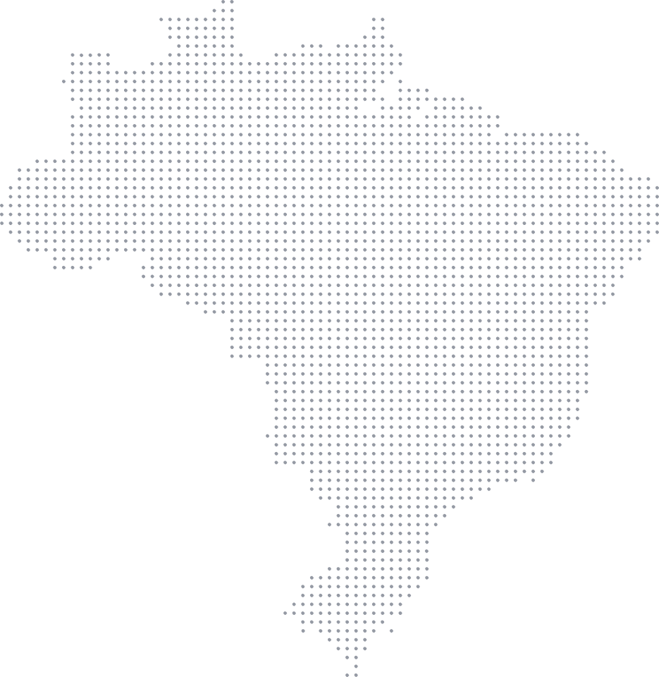 Mapa do Brasil com pontos de presença da B2B Capital